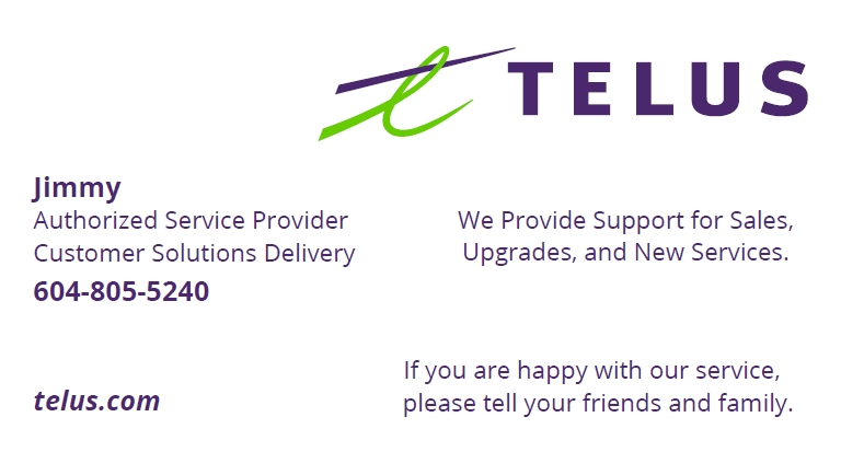 Telus Service business card