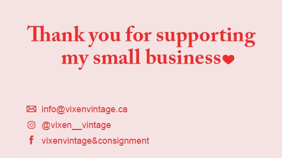 Vixen Vintage business card back